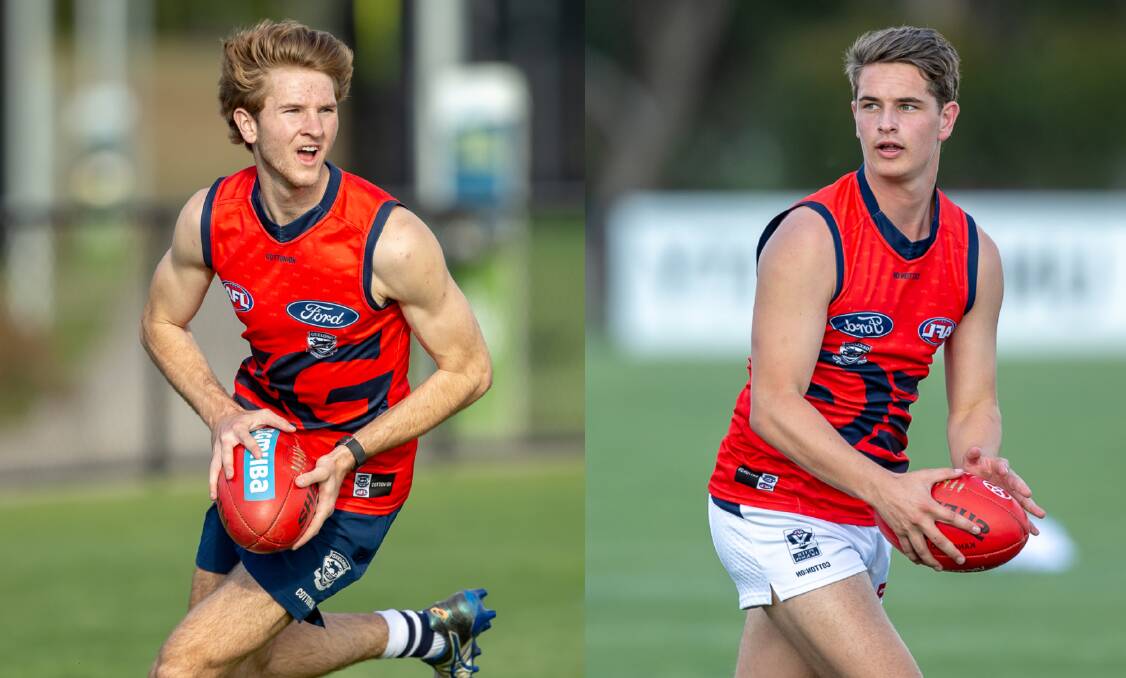 Brayden Helyar and Charlie Wilson are putting their best foot forward with Geelong VFL this pre-season. Picture: ARJ GIESE PHOTOGRAPHY