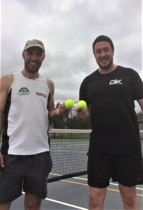 TEAMMATES: Noradjuha's Jason Kerr and Aaron Jennings. Jennings said the photo was taken after defeating Kerr 8-0 in a singles match. This could not be confirmed.