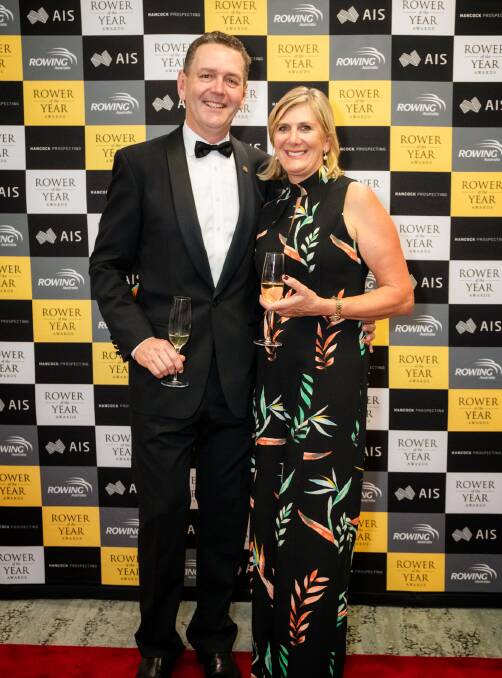 Leeanne with husband Andrew at the Rower of the year awards in Sydney.