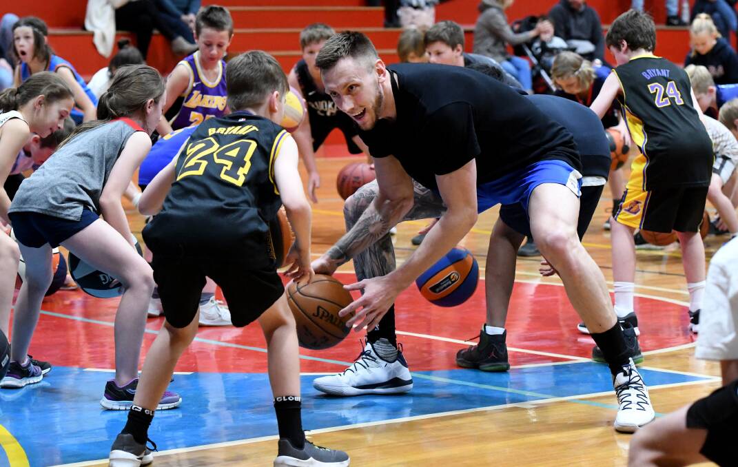Mitch Creek running a basketball clinic in Horsham, May, 2019. 