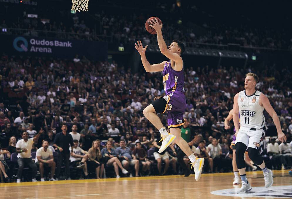 ON THE ATTACK: Shaun Bruce flies for a lay-up earlier this season. Picture: SYDNEY KINGS