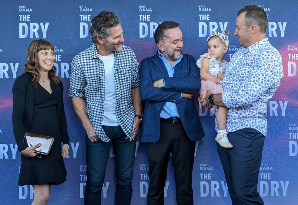 Paige Moore, Eric Bana, director Robert Connolly, Audrey and Jeremy Moore at the Horsham Cinema Centre for the world premiere of The Dry. Picture: RICHARD CRABTREE