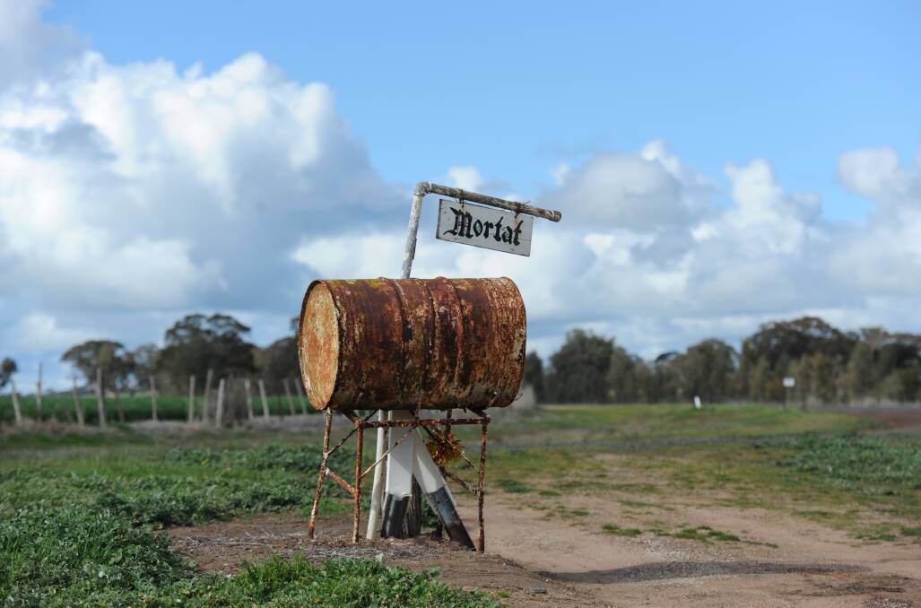 STILL STANDING: The Mortat sign on the Natimuk-Frances road. Picture: RICHARD CRABTREE