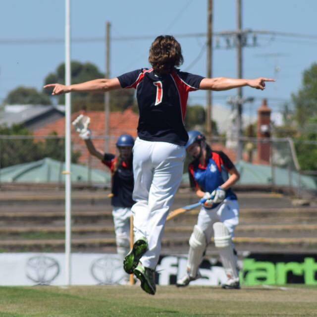 Anna celebrating a wicket with the Western Waves