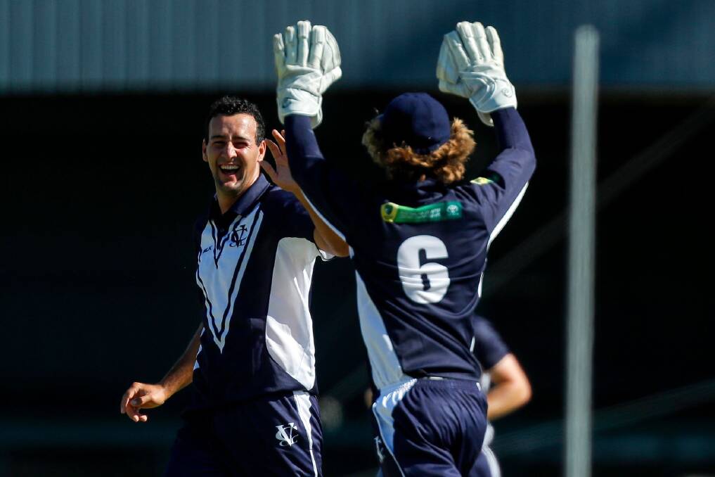 Tony Caccaviello celebrates a wicket. Picture: CONTRIBUTED
