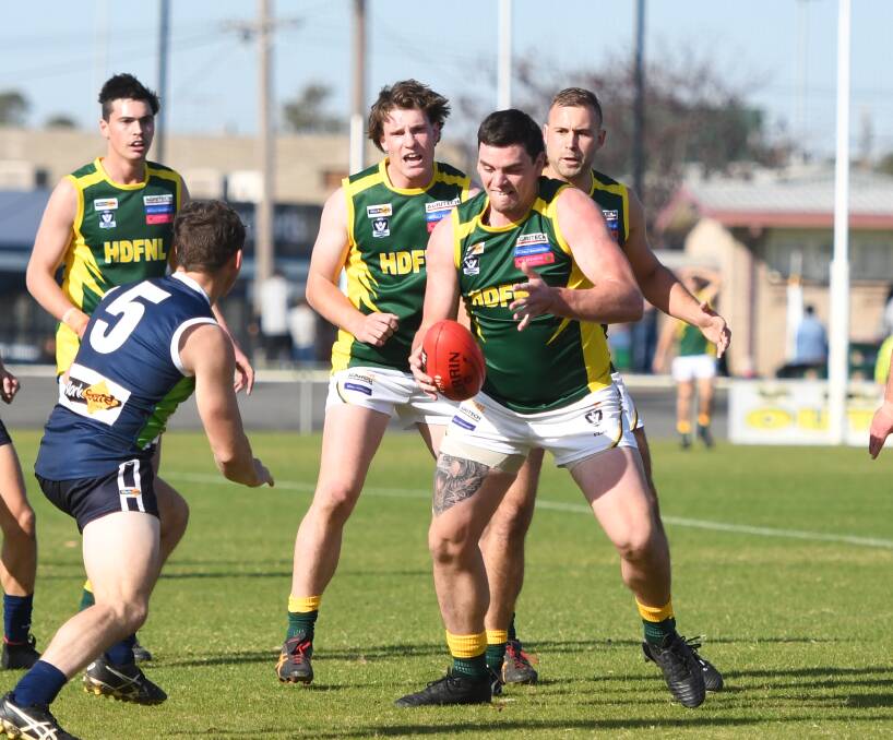 Jak Ryan gets a kick while playing interleague earlier this season. Picture: RICHARD CRABTREE