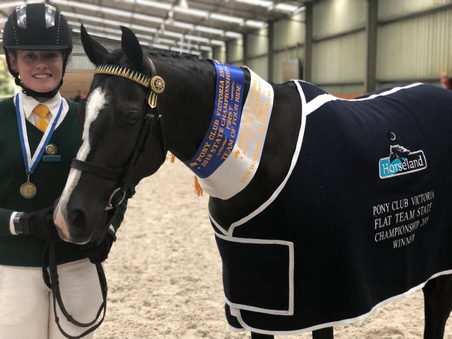 Lane after winning with a team of four from the Horsham Pony Club at the 2018 Pony Club Victoria State Games. Picture: CONTRIBUTED