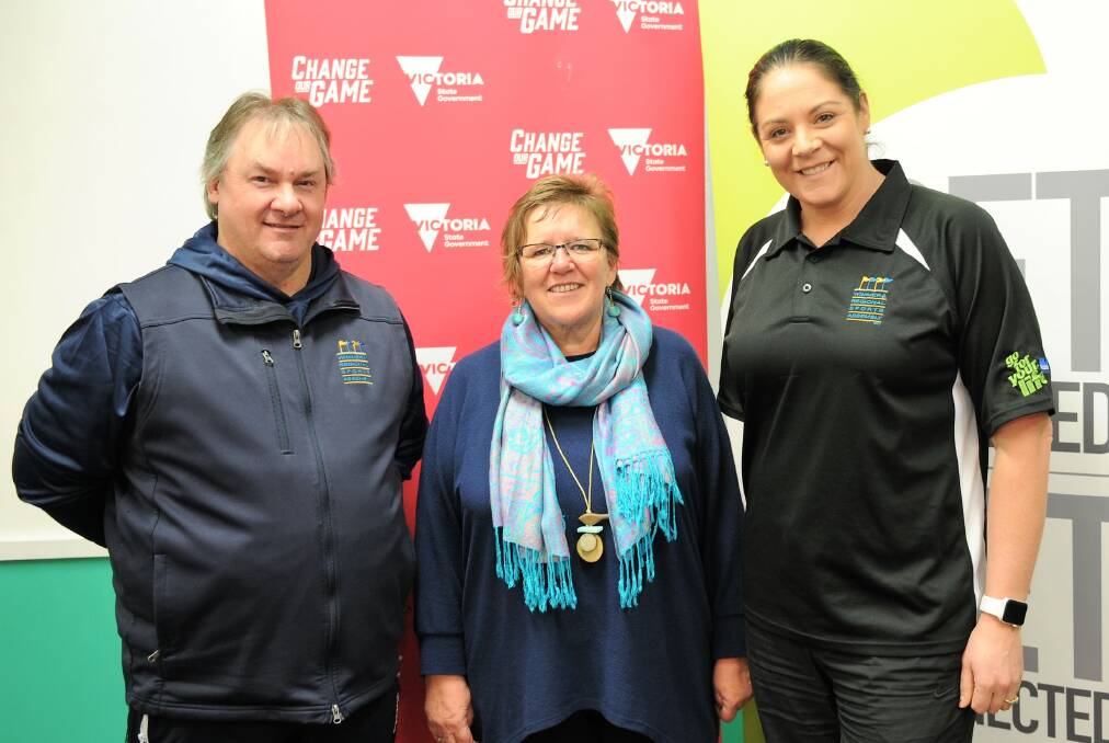 Wimmera Regional Sports Assembly's David Berry, Centre for Participation chief executive Julie Pettett, and WRSA's Rebecca McIntyre. Picture: FILE PHOTO