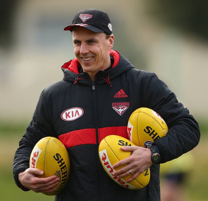 TRAINING: Former Essendon player Matthew Lloyd during a Bombers 2015 training session. Lloyd will play for Penola against Kaniva-Leeor United on Saturday. Picture: GETTY IMAGES 