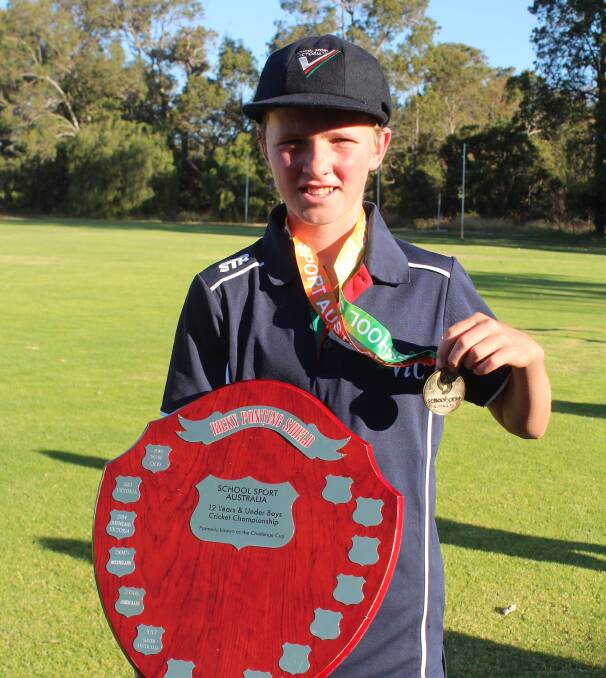 WINNER: Weidemann with his gold medal and the shield after beating the ACT in the final on Wednesday.