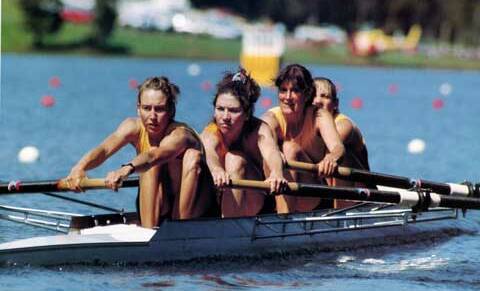 Pam Westendorf in the two seat of 1990 Lightweight Four. Credit: Andrew Guerin