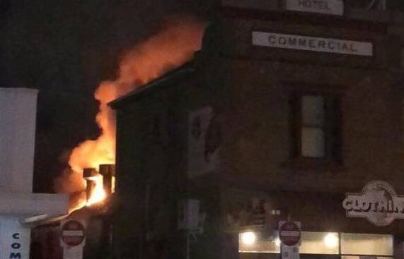Sunday night's fire at the Commercial Hotel. Picture: CONTRIBUTED
