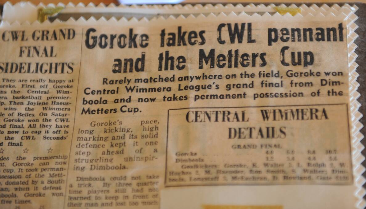 A paper clipping after the 1958 premiership win for the Goroke Football Club.