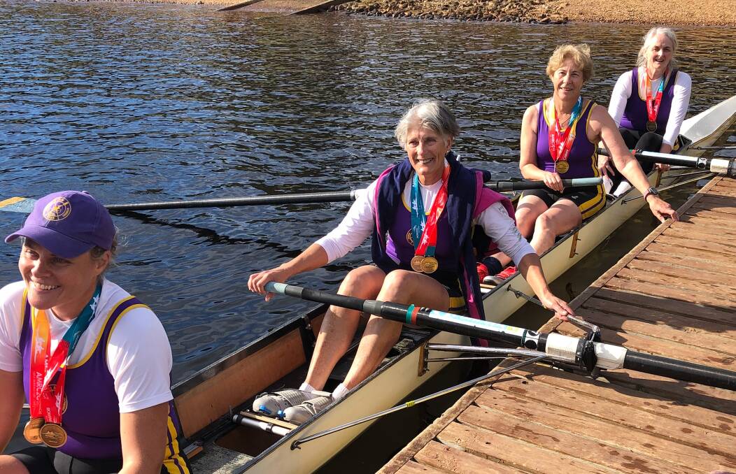 OLYMPIAN: Pam Westendorf in the second seat competing in a masters rowing event recently. Born in Dimboola, Westendorf represented Australia at the 1980 Olympics and is still involved with the sport as a coach in Geelong. 