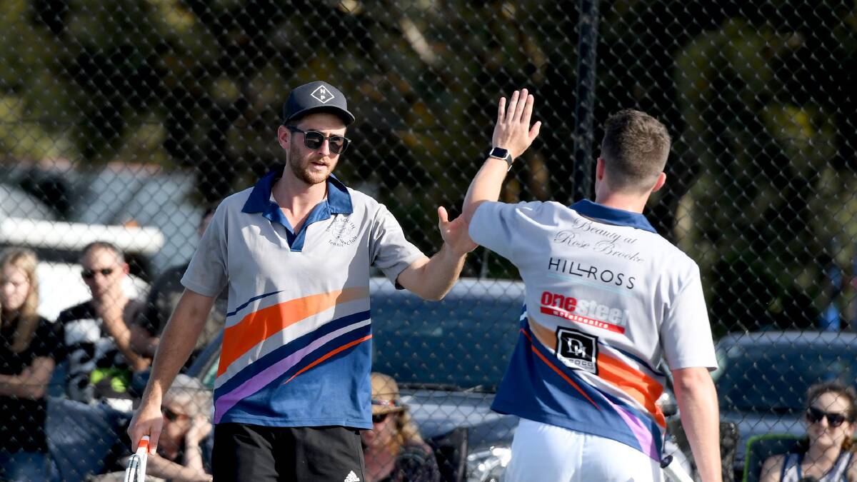 HIGH FIVE: Drung South's Ben Argent and Dylan Emmerson during this season's pennant grant final. Picture: SAMANTHA CAMARRI