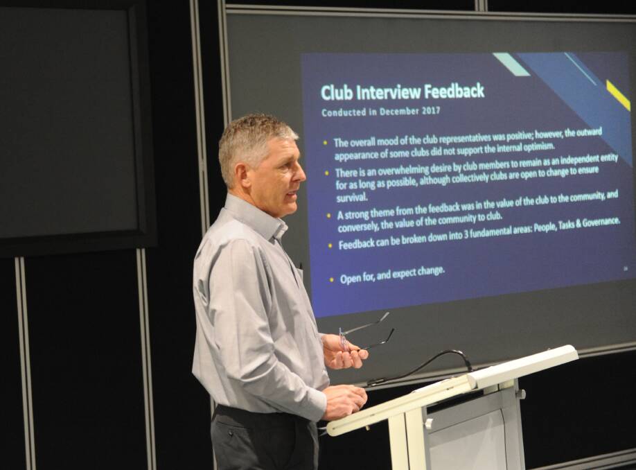 AFL Wimmera Mallee regional manager Bruce Petering at the future directions meeting on Monday night. Picture: SEAN WALES