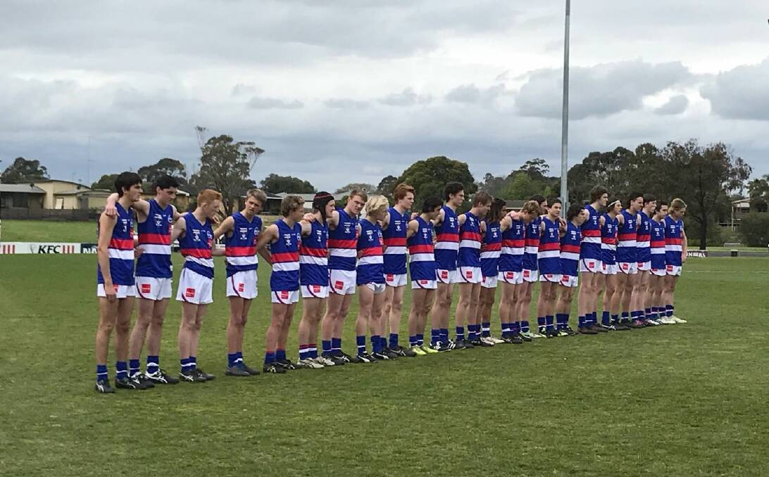 WESTERN BULLDOGS: The boys side lines up before kick-off at the V/Line Cup. Picture: CONTRIBUTED