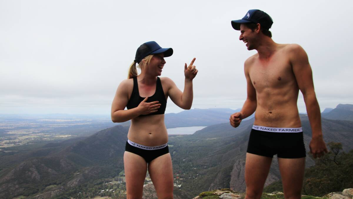 NEW RANGE: The Naked Farmer has started selling branded underwear and hats to help raise money for mental health programs in rural Australia and break the stigma around asking for help. Picture: CONTRIBUTED