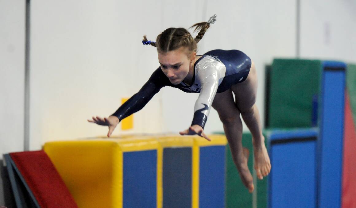 Angela Rudolph competing at the Natimuk and District Gymnastics Club in 2017.