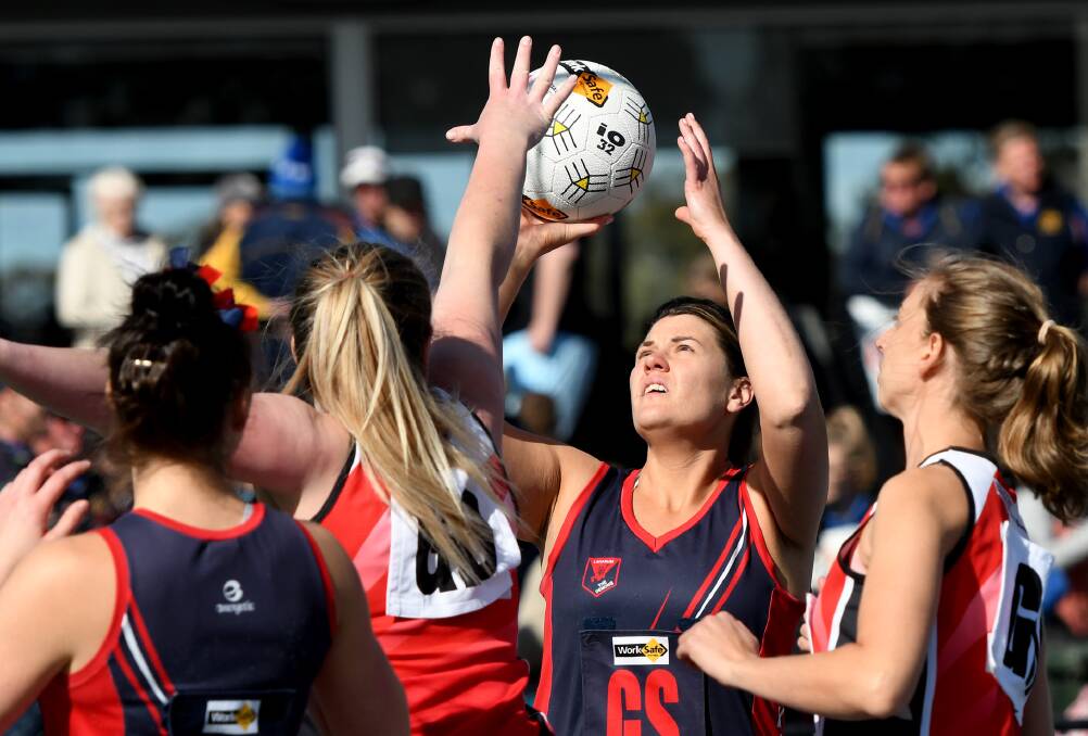 GUN SHOOTER: Laharum's Caitlin Story shoots against Edenhope-Apsley in the preliminary final. She is yet to win a senior premiership but hopes that will change come Saturday. Picture: SAMANTHA CAMARRI