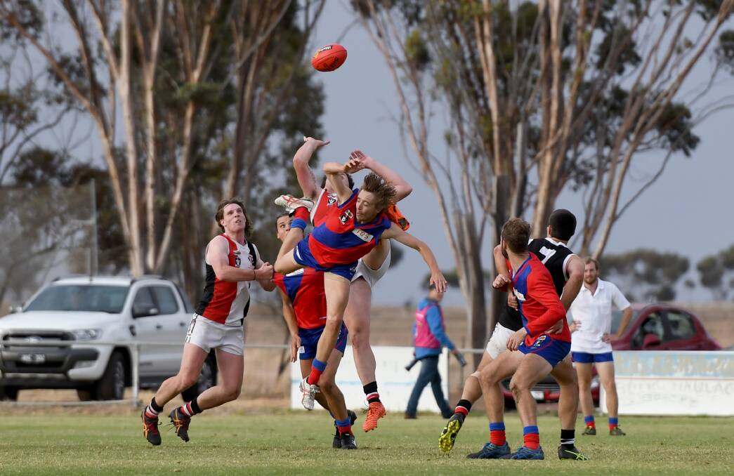 Kalkee versus Edenhope-Apsley earlier this season. The two teams are vying for a grand final spot.