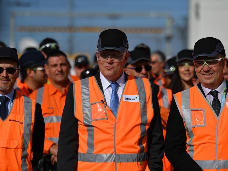Scott Morrison spruiked his government's infrastructure investment at a western Sydney rail yard.
