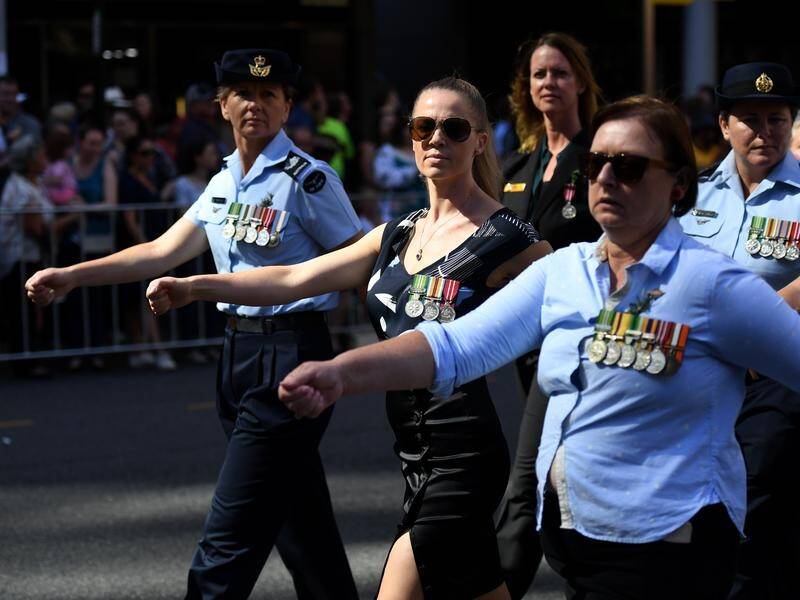 The Brisbane Anzac Day march recognised women's contributions to the Australian defence forces.