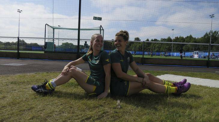 Crookwell's Emily Smith and Kellie White relax in Glasgow. Photo: James Buckley