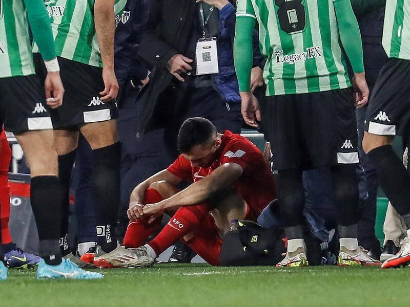 Sevilla's Joan Jordan was hit by an object during the King's Cup derby against Real Betis.
