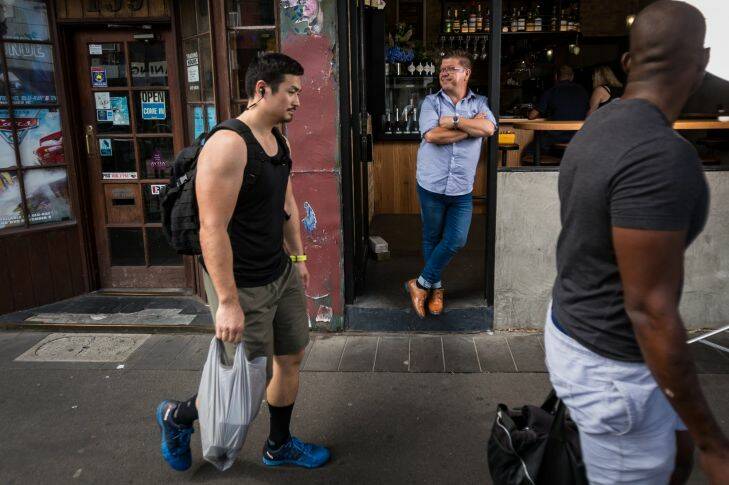 11.01.18 The Age
Richmond
Booking: 149416
Photo shows Dimitri Karabagias, owner of Dimitrie's Feast on Swann Street. Dimitri grew up on Swann Street and has seen it go from an ugly duckling to a trendy destination.
Photo: Scott McNaughton