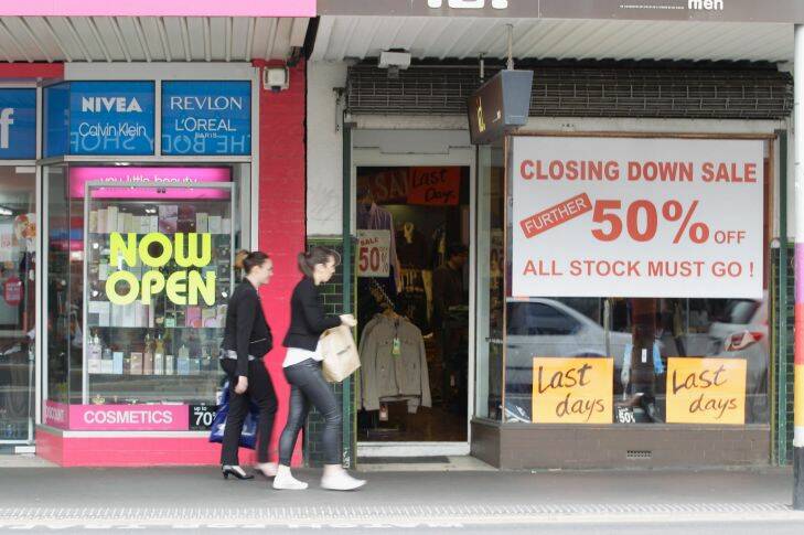 MELBOURNE, AUSTRALIA - AUGUST 29:  Shoppers walk along the retail shopping strip on Bridge Road in Richmond on August 29, 2014 in Melbourne, Australia.  (Photo by Wayne Taylor/Fairfax Media via Getty Images)