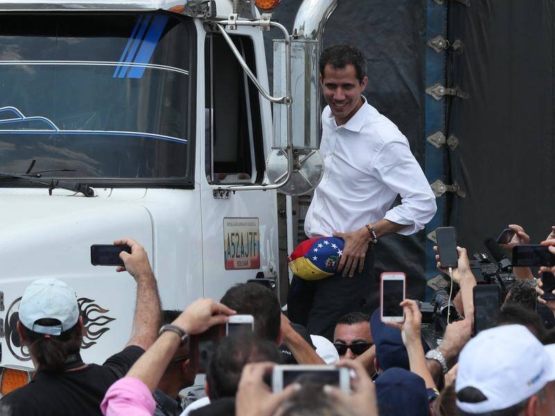 Opposition leader Juan Guaido saw off an aid convoy headed for Venezuela from Colombia.