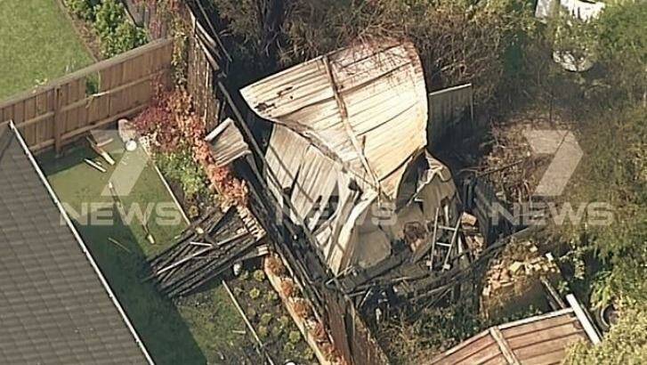 A shed at the Wantirna South property where a body was found. Photo: Twitter/@7NewsMelbourne