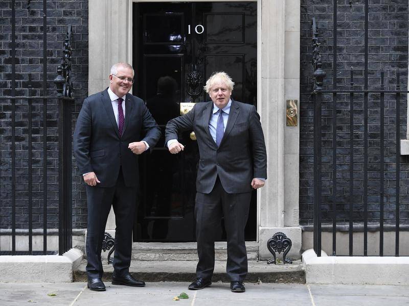 Scott Morrison and UK PM Boris Johnson reached an in-principle agreement at 10 Downing Street.