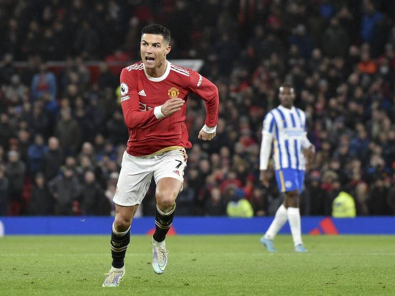 Cristiano Ronaldo has scored the opening goal in Manchester United's league win over Brighton.