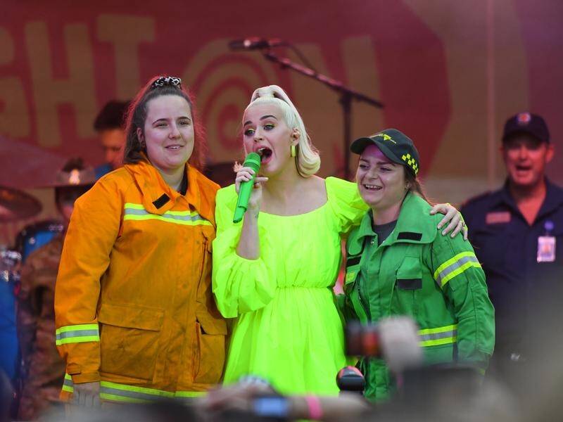 Katy Perry sung Happy Birthday to two emergency workers during her show in Bright.