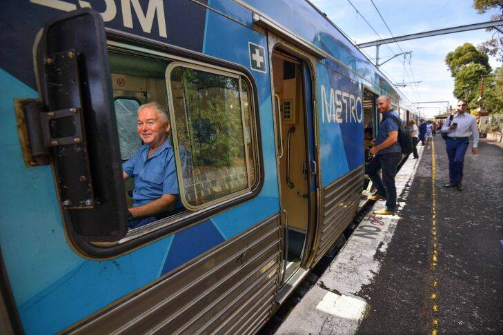 Metro train driver Stephen King working the Sandringham line. 30th November 2017. The Age Fairfaxmedia News Picture by JOE ARMAO