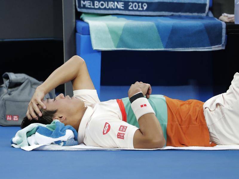Kei Nishikori was forced to withdraw from his quarter-final against Novak Djokovic through injury.