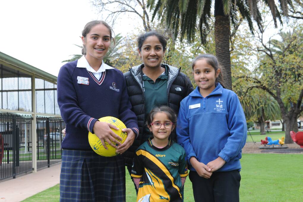 NETBALL FAMILY: Dimboola Football Netball Club netball trainer Ant Toet with her daughters Madelyn, Marnie and Jessica Toet. Picture: SONIA SINGHA