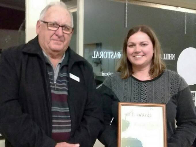 RECOGNITION: Hindmarsh Shire councillor Rob Gersch and award recipient Jessica Pilgrim. Picture: CONTRIBUTED