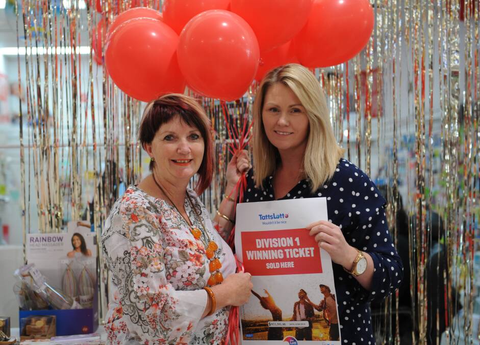 LOTTERY: Horsham Plaza manager Allison Roberts and Horsham Plaza Lotto shop owner Kristin McIntyre. Picture: SONIA SINGHA