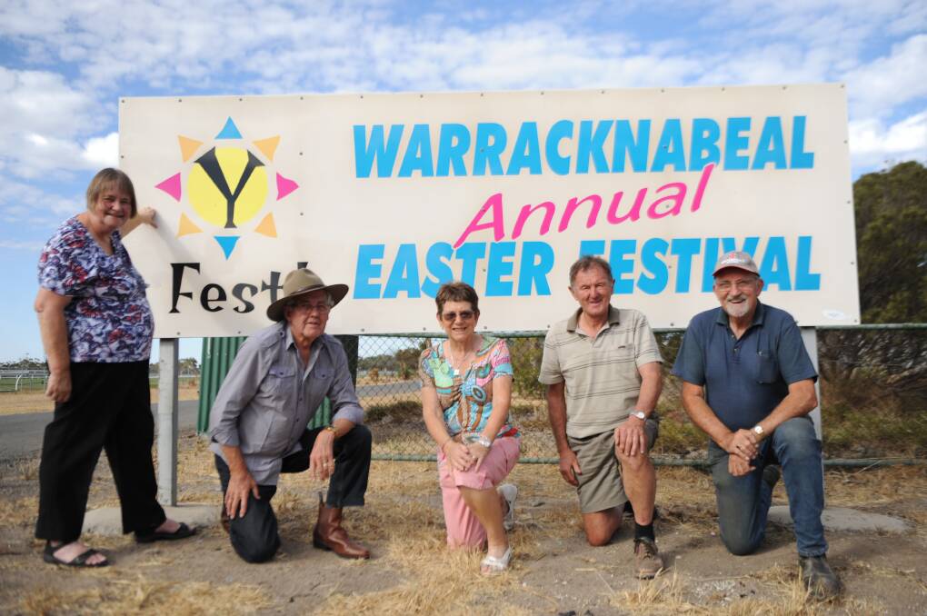 FESTIVITIES: YFest organisers Jean Wise, John Butcher, Barbara Bell, Lance Huebner and Danny Johnson at the Warracknabeal Race Course. Picture: SONIA SINGHA