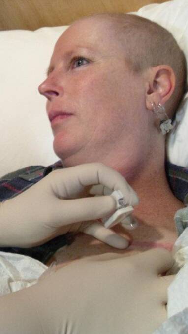 Rosemary Arnott receiving chemotherapy during her breast cancer treatment. Picture: CONTRIBUTED