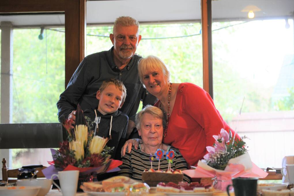 FAMILY: Doreen Hammond with son Peter Hammond, daughter Jane Schuller and grandson Flynn Ackland. Picture: SONIA SINGHA