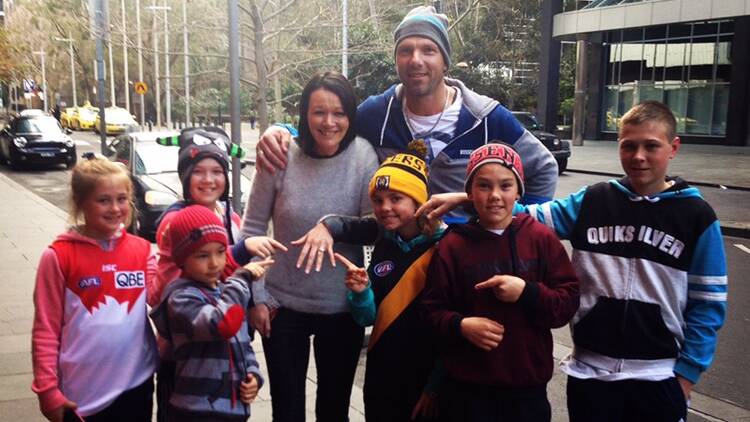 BETTER DAYS: Mikala, husband Jeremy with their combined six children before Mikala was extremely ill. Picture: CONTRIBUTED