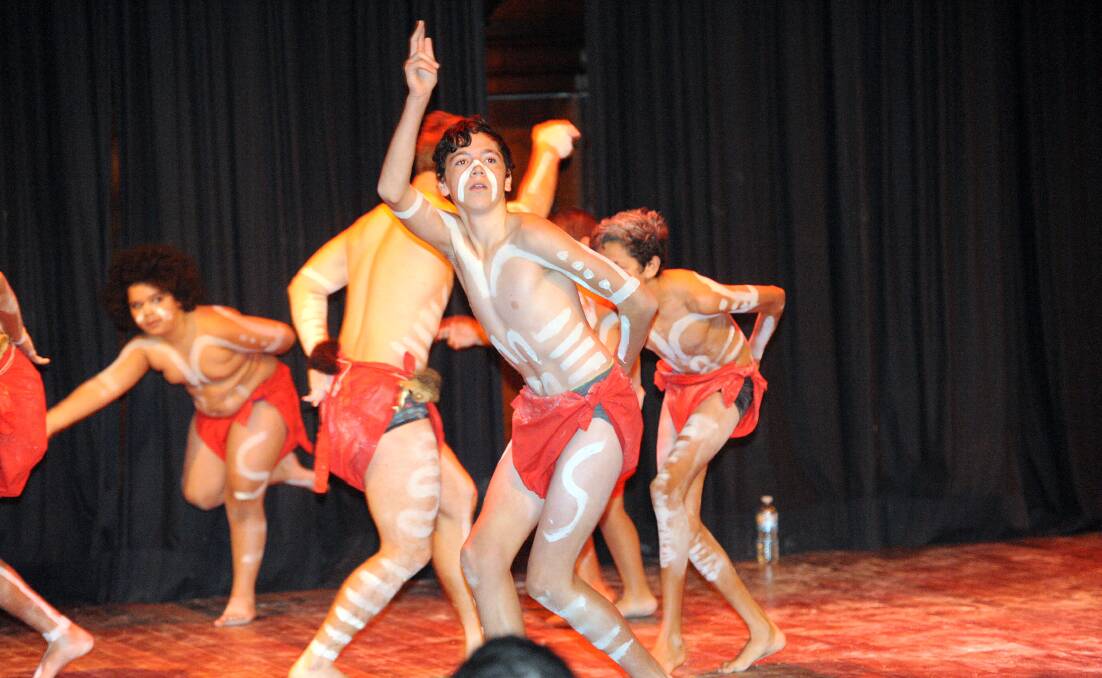 CELEBRATING CULTURE: Max Coleman dancing at the NAIDOC Week launch at Wesley PAC. Picture: PAUL CARRACHER 