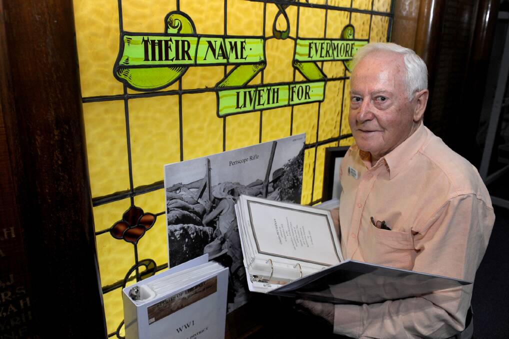 HISTORY RETURNS: Horsham RSL committee member Lance Clayton with some of the historical information the group has researched for its display on Wimmera people who took part in the First World War. The display will be open the week leading up to Anzac Day. Picture: SAMANTHA CAMARRI