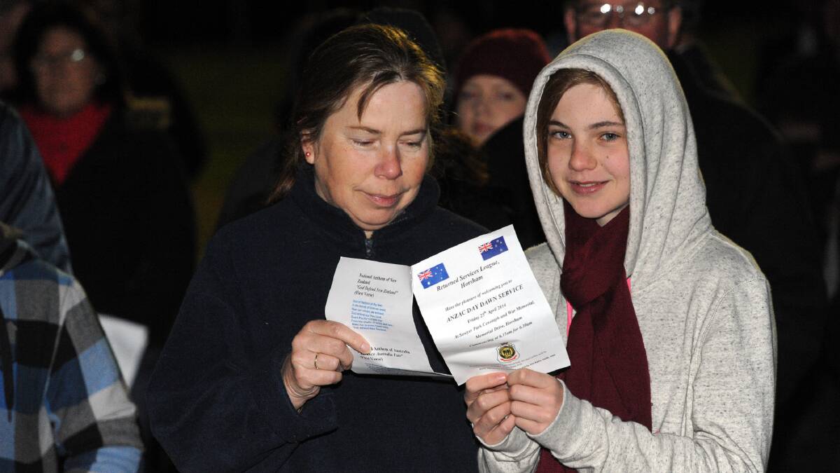 Susie Frost and Spirit of Anzac winner Charlotte Frost at Horsham Anzac Day dawn service. 