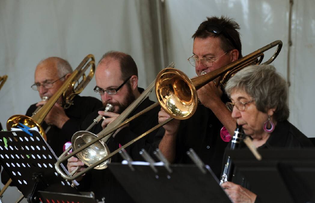 Harry Cottier, Paul Howlett, Chris Cole and Jutta Stift, all of the Trax Big Band, perform during the Grampians Jazz Festival at the weekend.