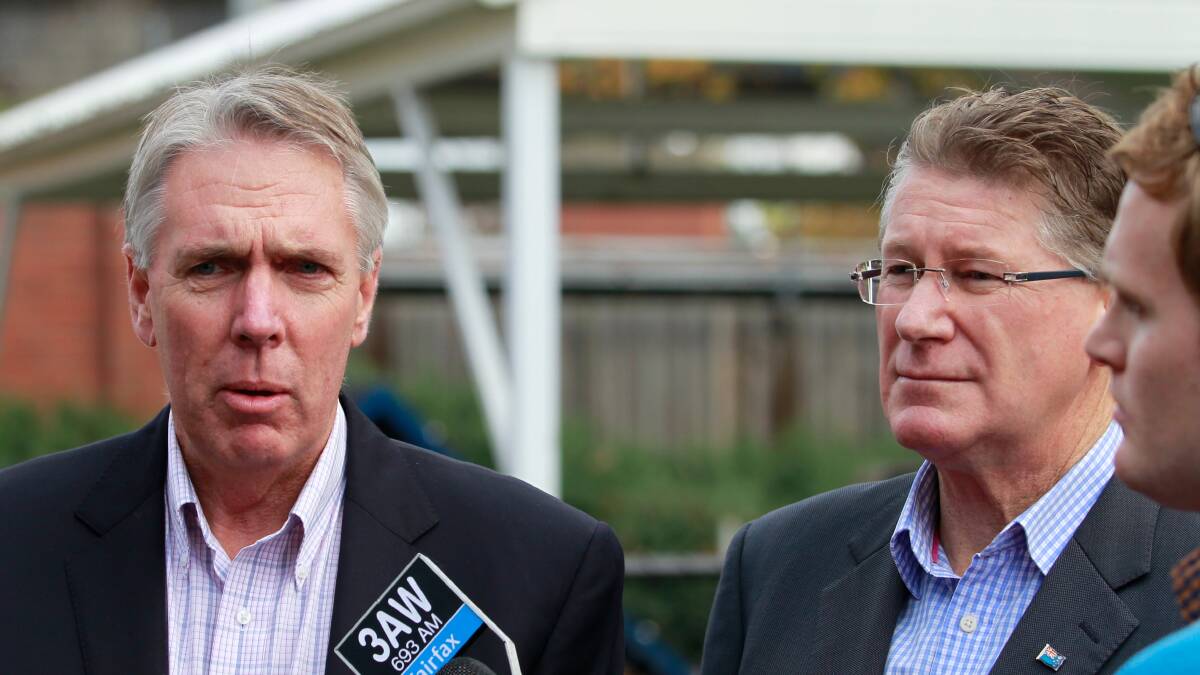 STANDING FIRM: Agriculture Minister Peter Walsh, left, has hit back at claims biosecurity in the Wimmera is under threat due to cuts at the Department of Environment and Primary Industry. Picture: EDDIE JIM